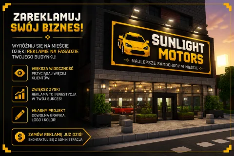Grafika reklamowa biznesu na fasadzie budynku