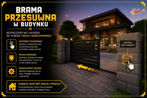 Brama przesuwna w budynku